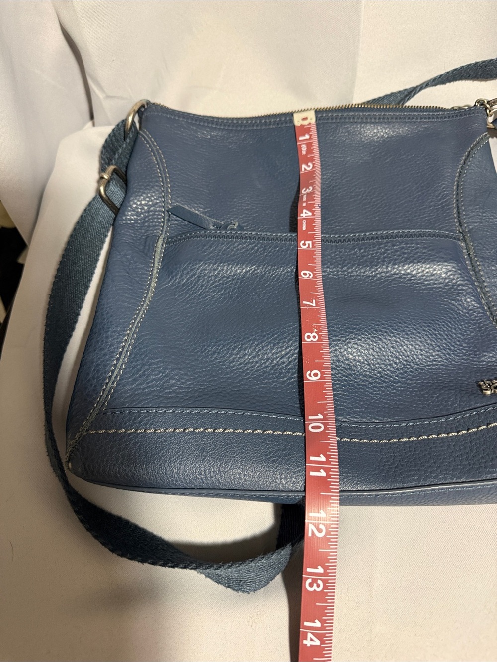 The Sak Blue Pebbled Leather Crossbody with Stitch Paneling - Picture 4 of 5